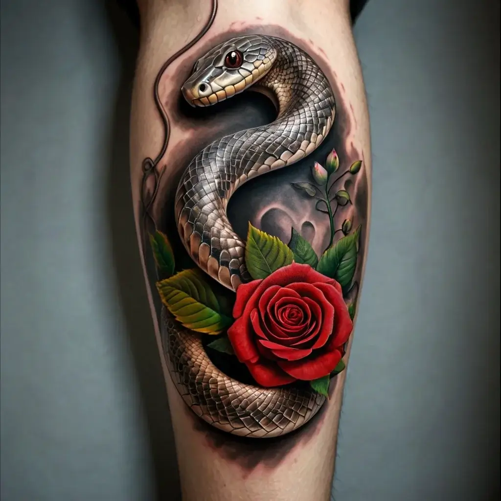 rose and snake tattoos (94)