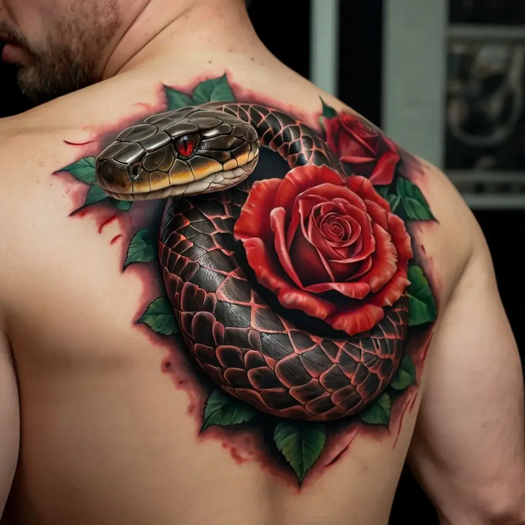 rose and snake tattoos (95)