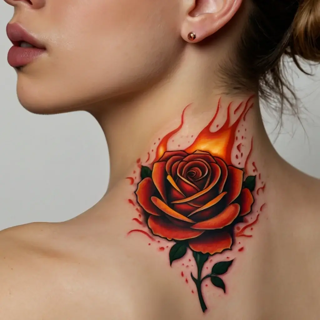 rose on fire tattoos (1)