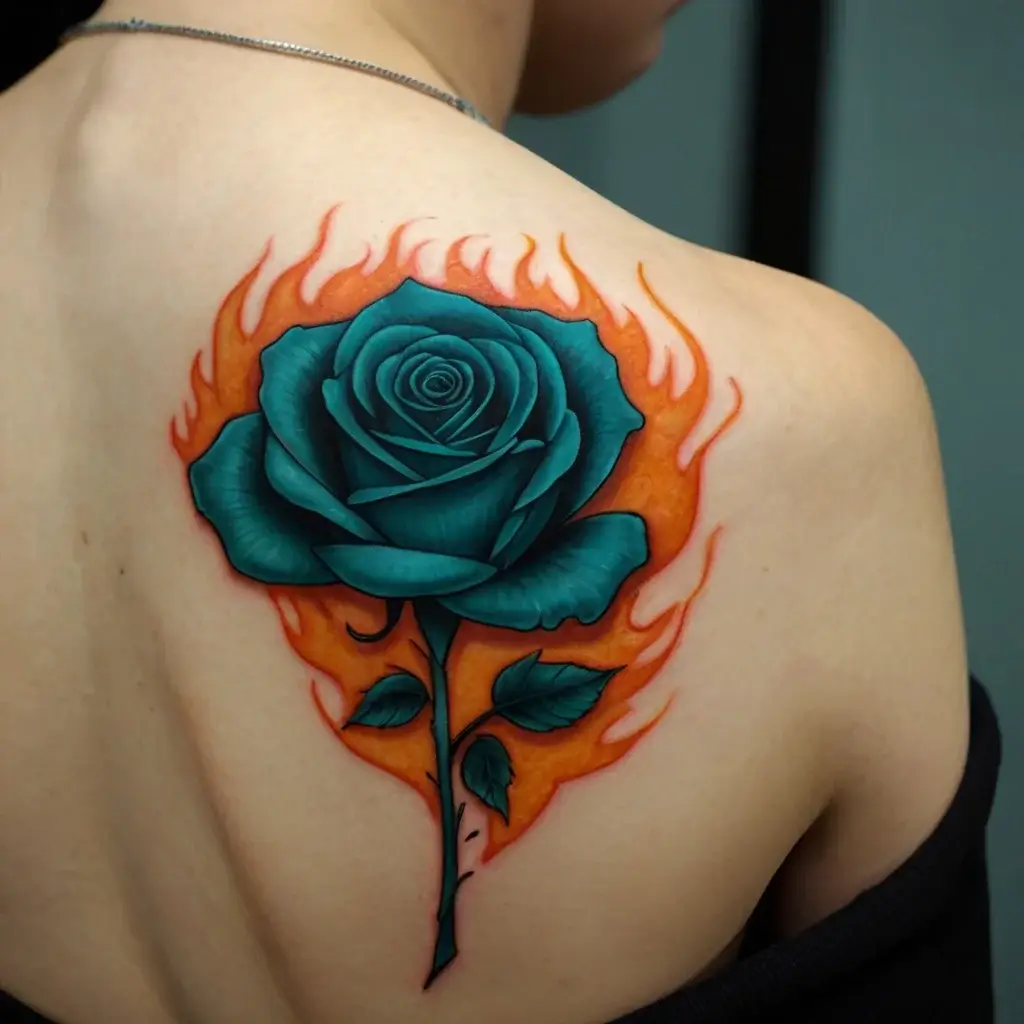 rose on fire tattoos (100)