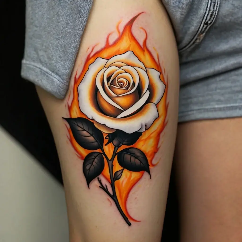 rose on fire tattoos (102)