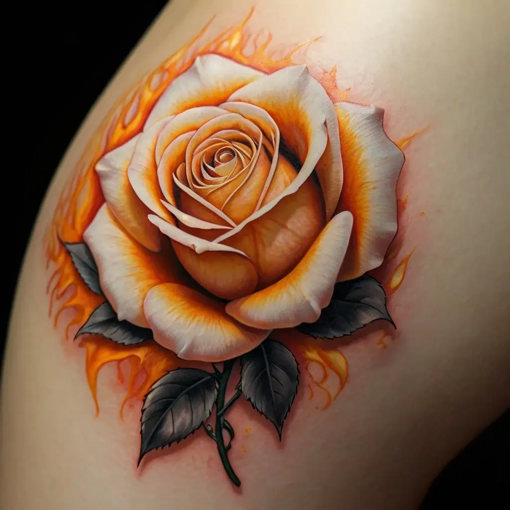 rose on fire tattoos (103)