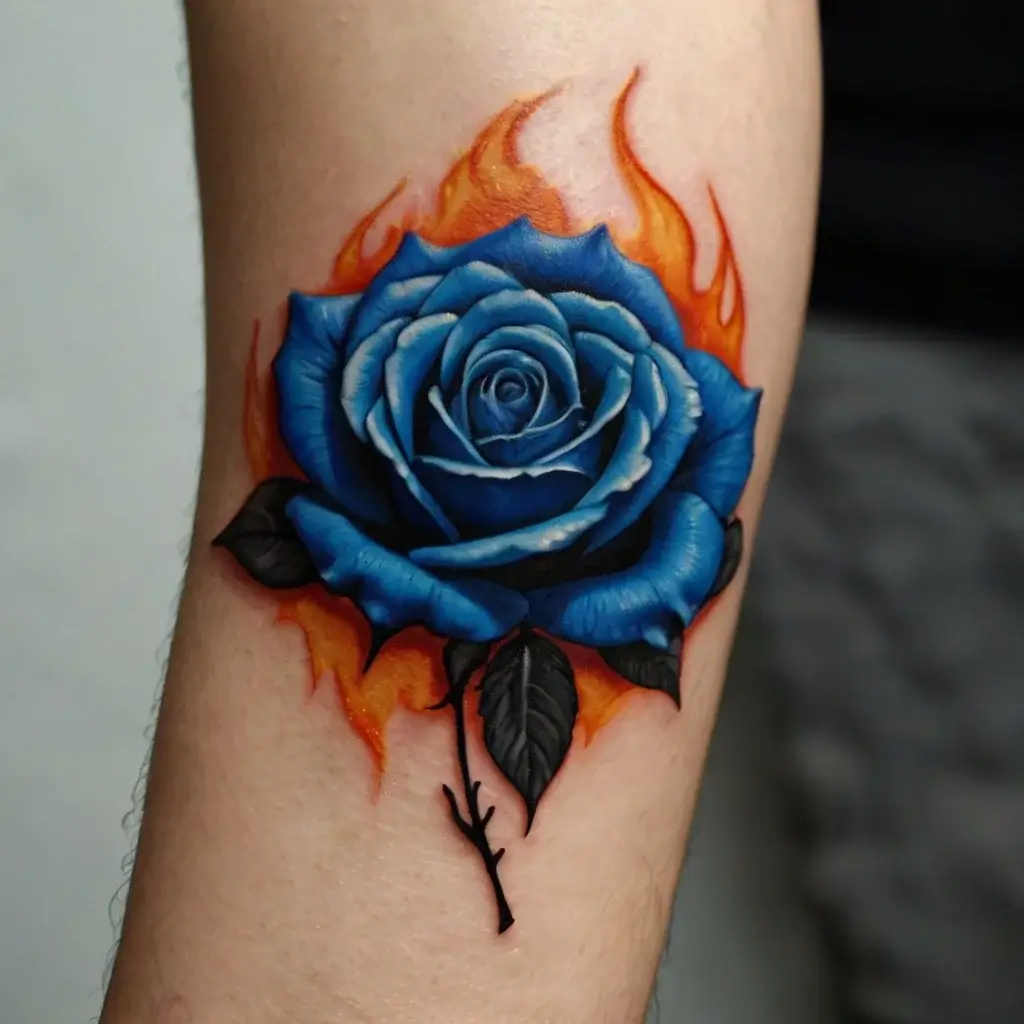 rose on fire tattoos (105)