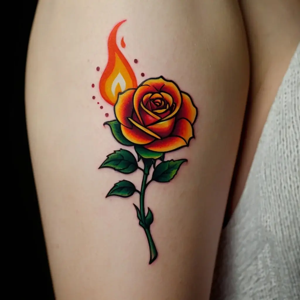 rose on fire tattoos (107)