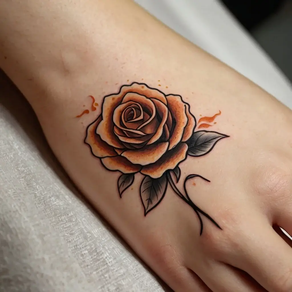 rose on fire tattoos (109)