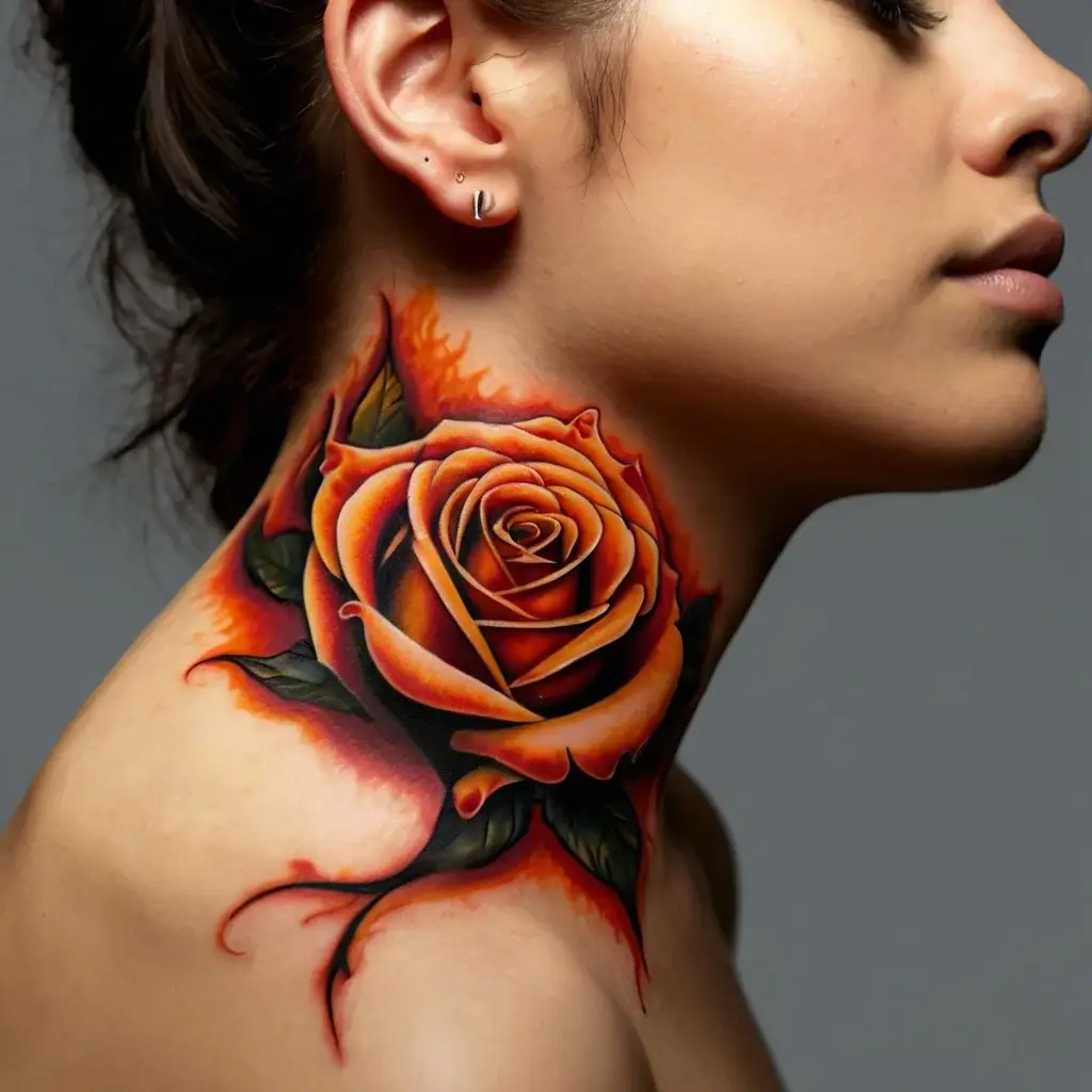 rose on fire tattoos (11)