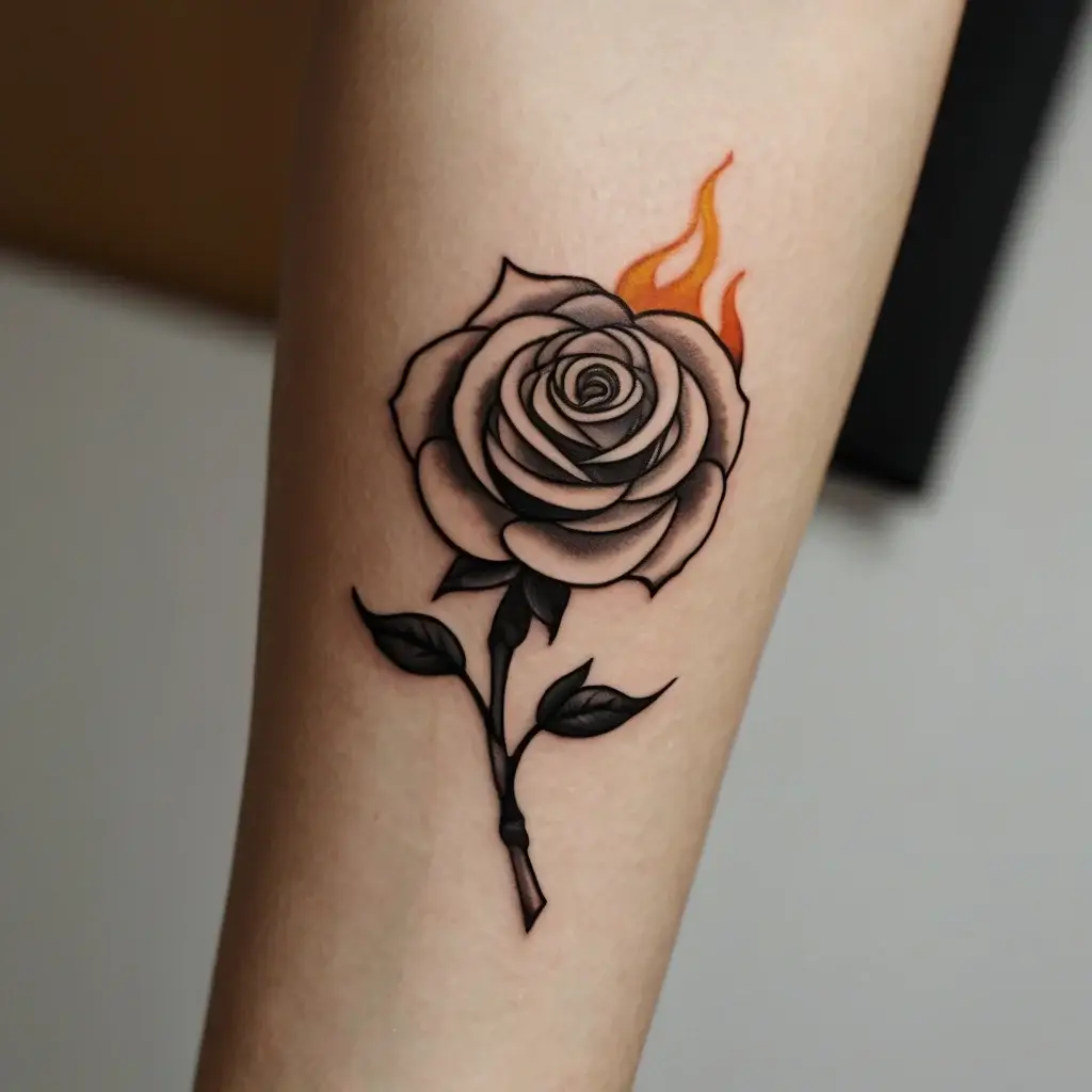 rose on fire tattoos (111)