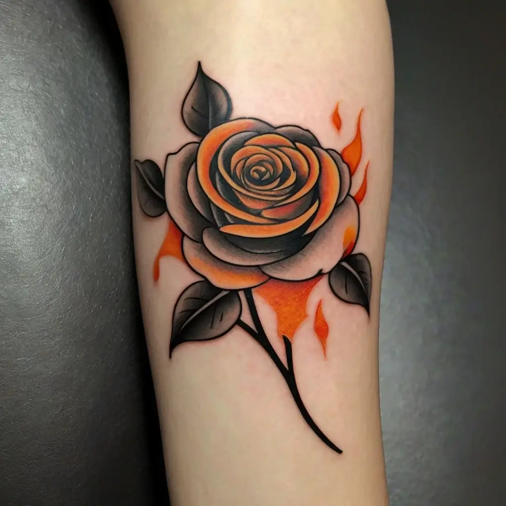 rose on fire tattoos (112)