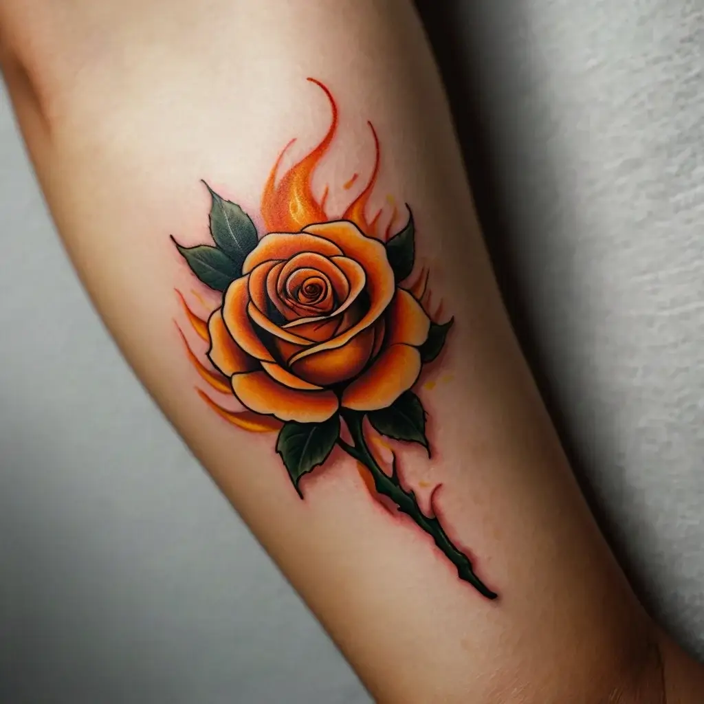 rose on fire tattoos (117)