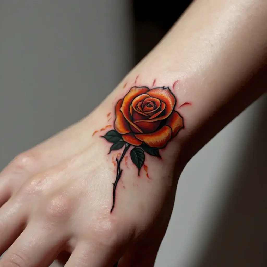 rose on fire tattoos (118)