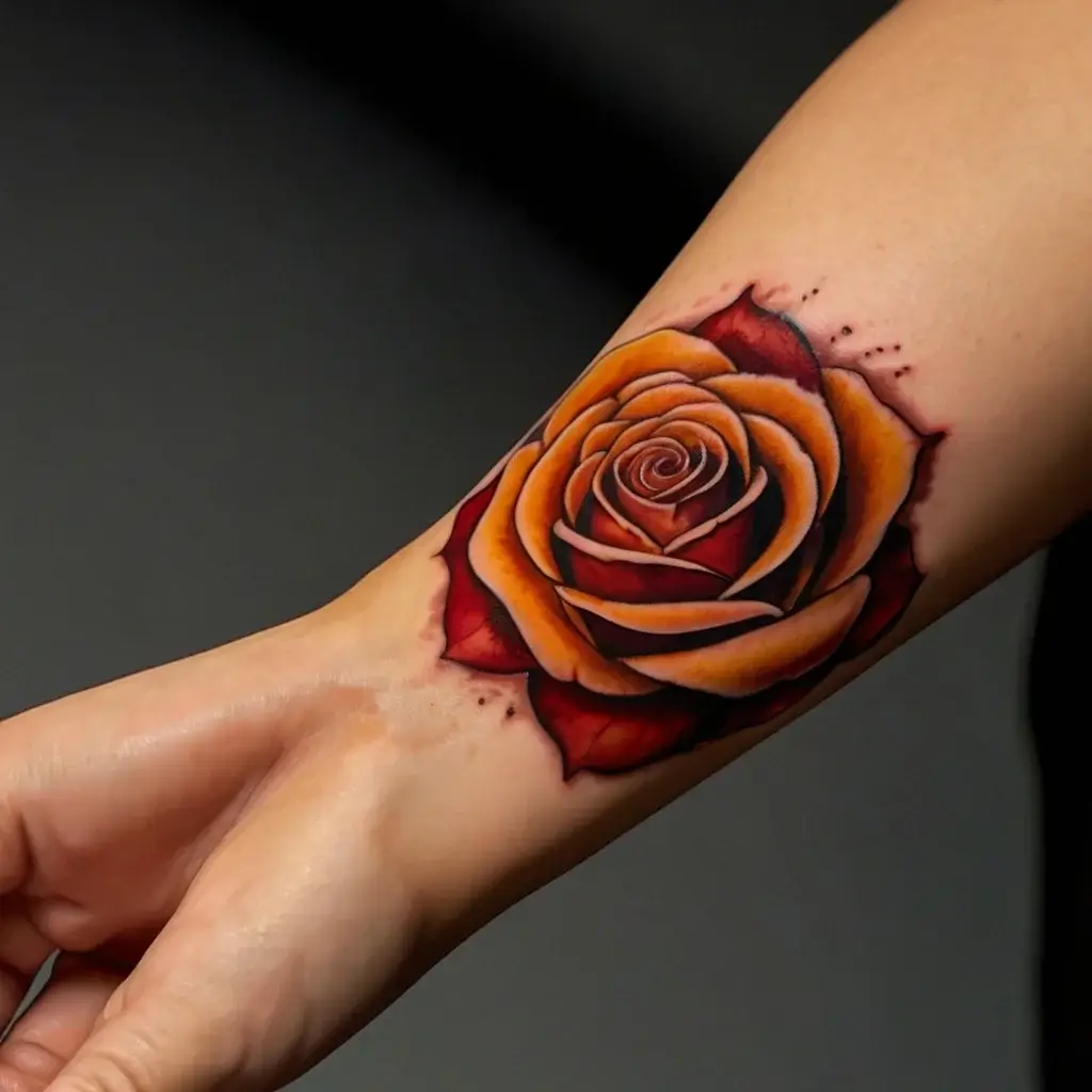 rose on fire tattoos (12)