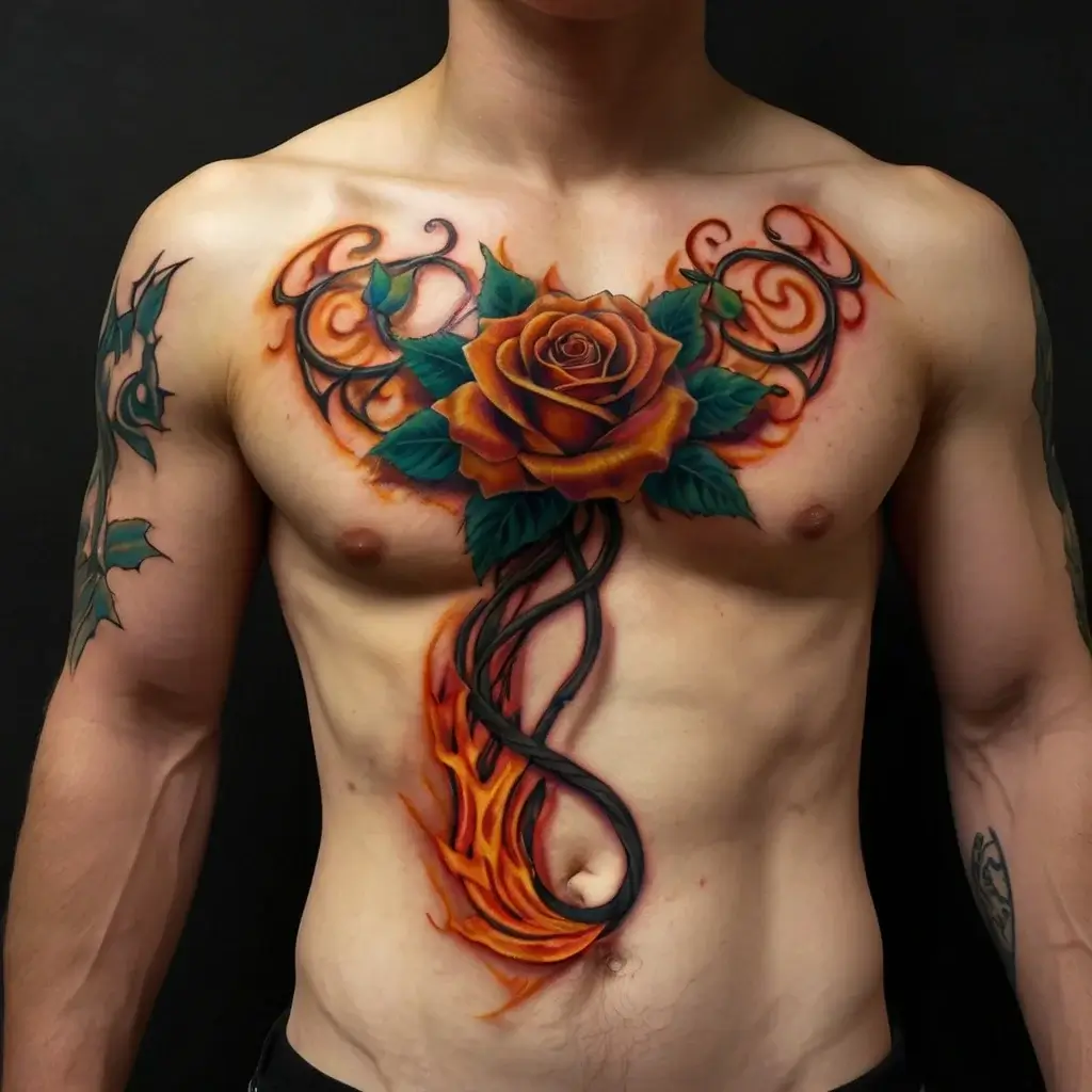 rose on fire tattoos (14)