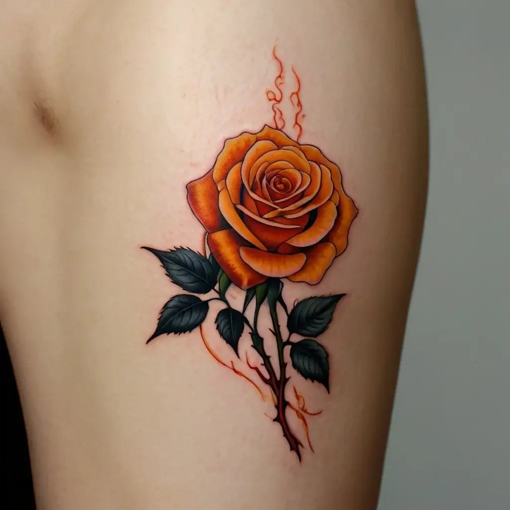 rose on fire tattoos (2)