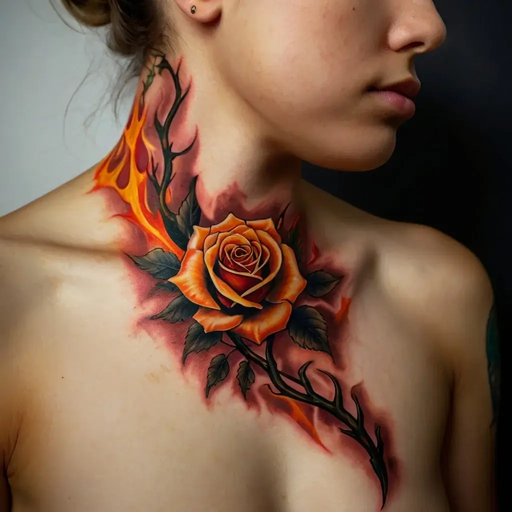 rose on fire tattoos (20)