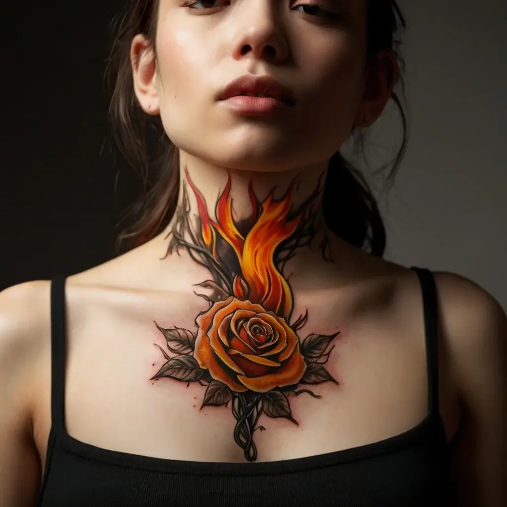 rose on fire tattoos (21)