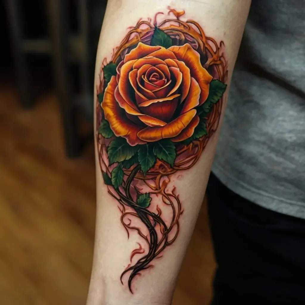 rose on fire tattoos (22)