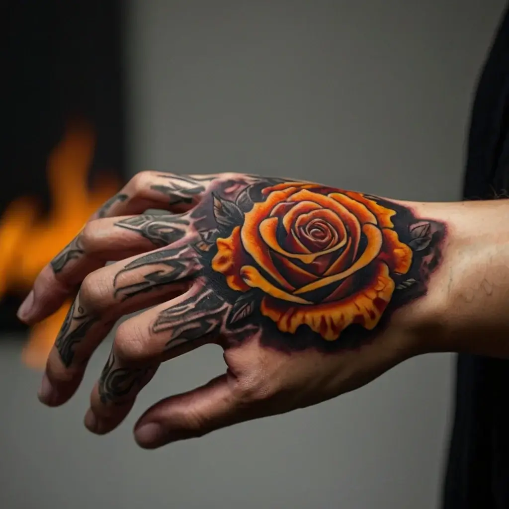 rose on fire tattoos (24)