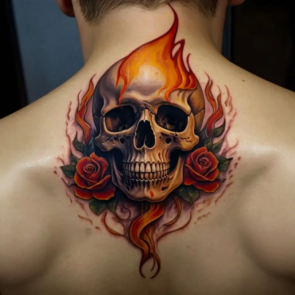 rose on fire tattoos (25)