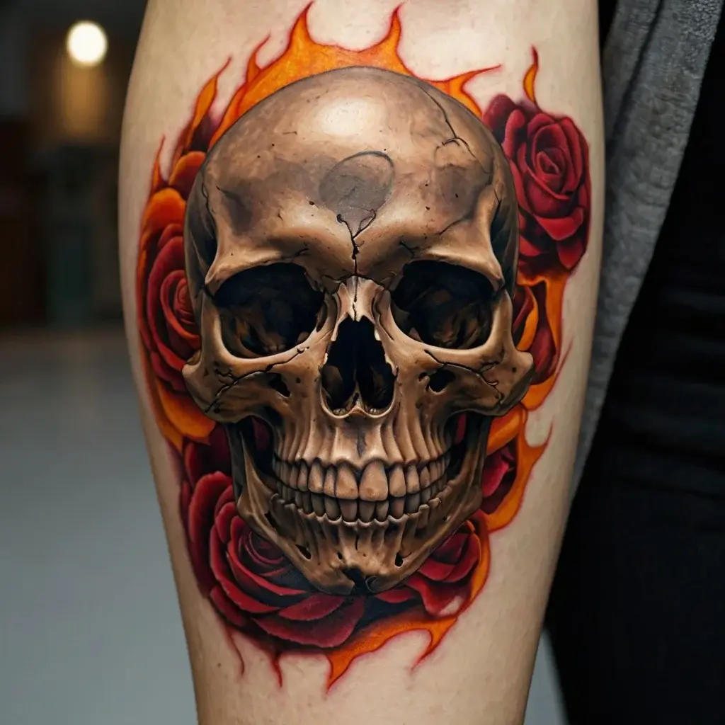 rose on fire tattoos (27)