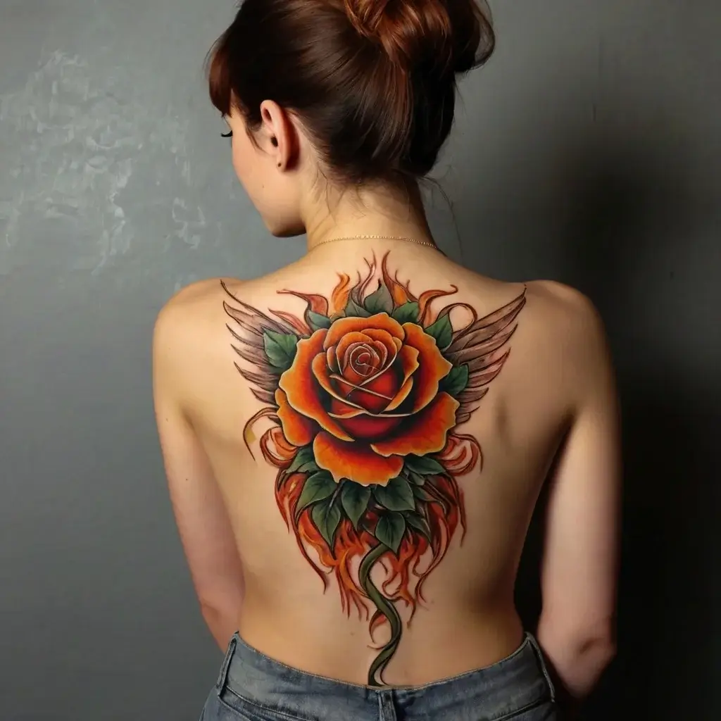 rose on fire tattoos (28)