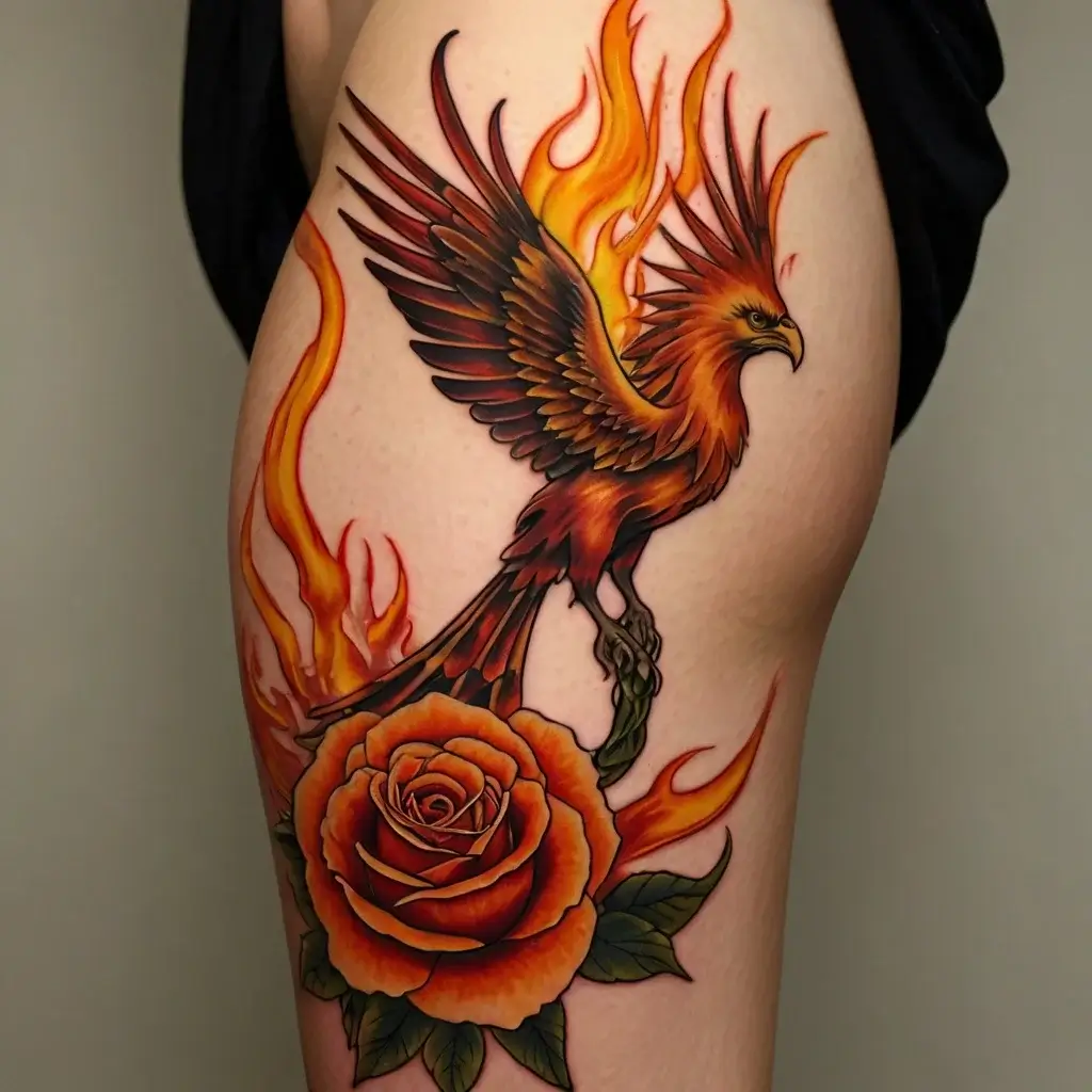 rose on fire tattoos (30)