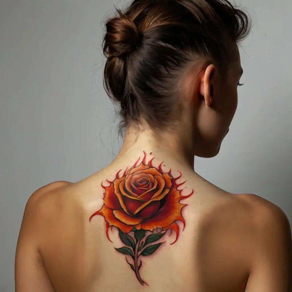 rose on fire tattoos (32)