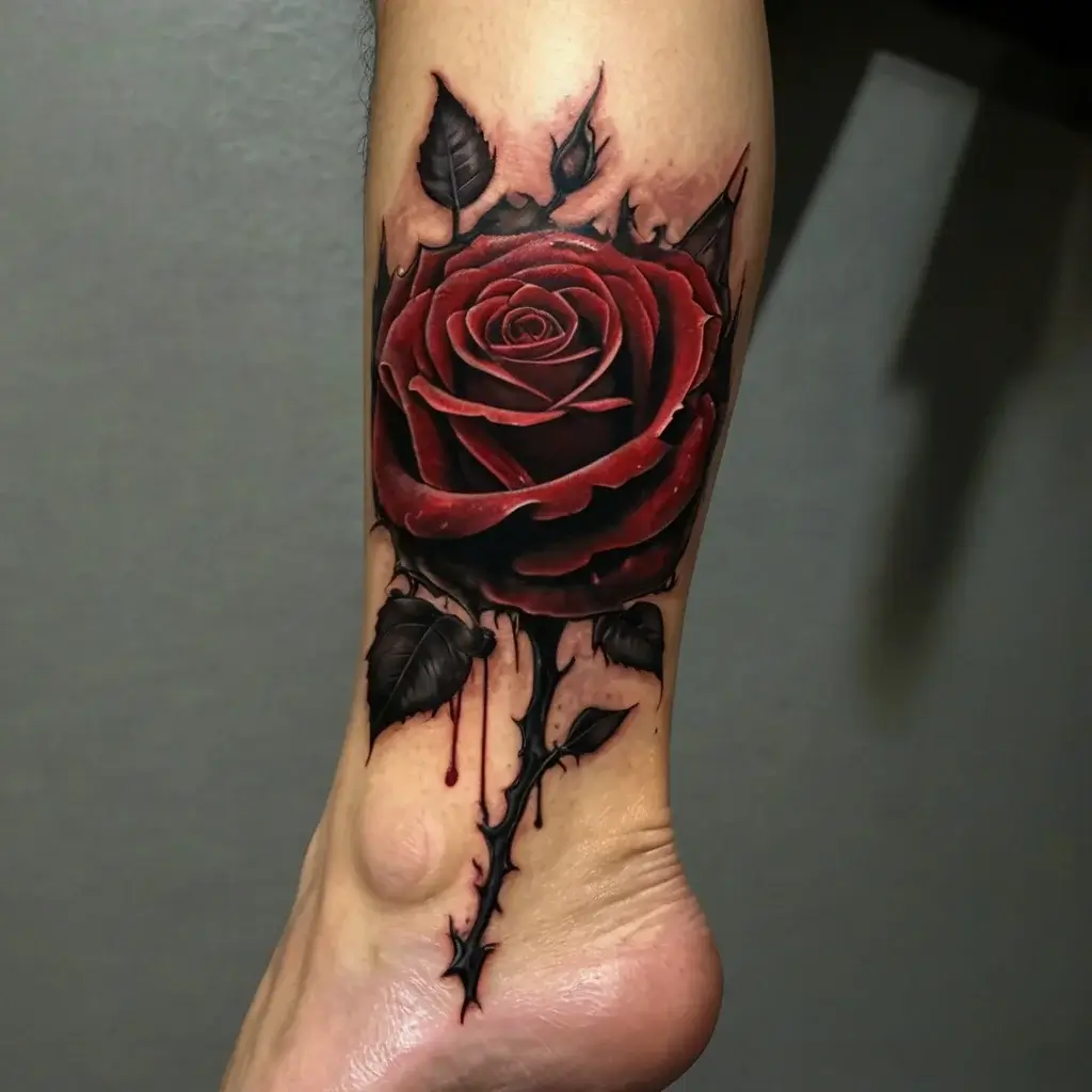 rose on fire tattoos (35)