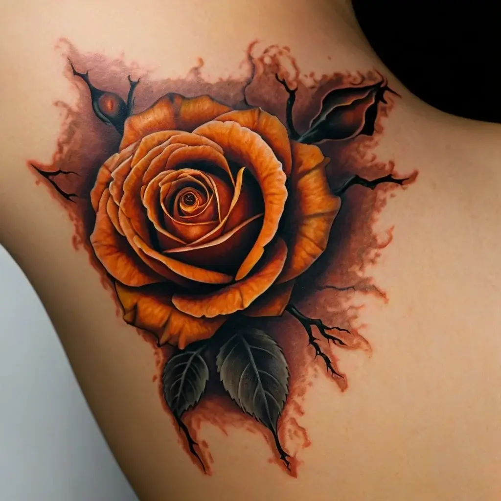 rose on fire tattoos (38)