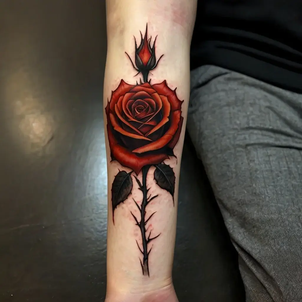 rose on fire tattoos (39)