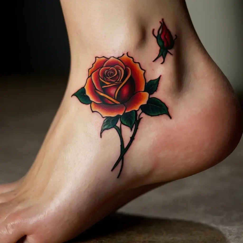 rose on fire tattoos (4)