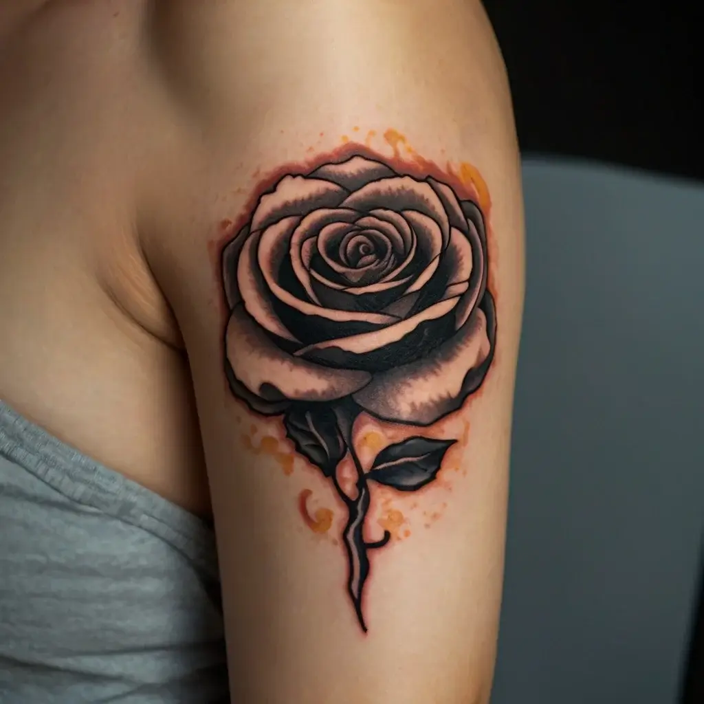 rose on fire tattoos (41)