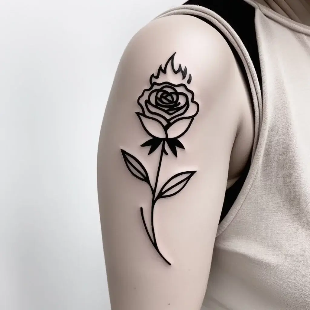 rose on fire tattoos (42)