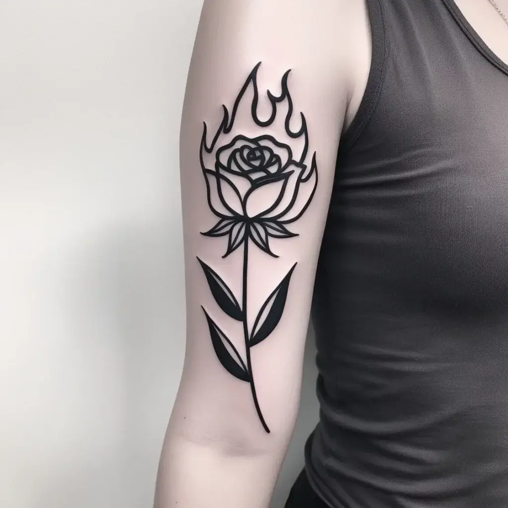 rose on fire tattoos (43)