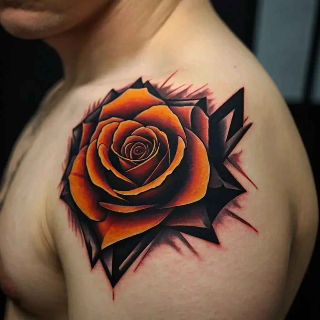 rose on fire tattoos (45)