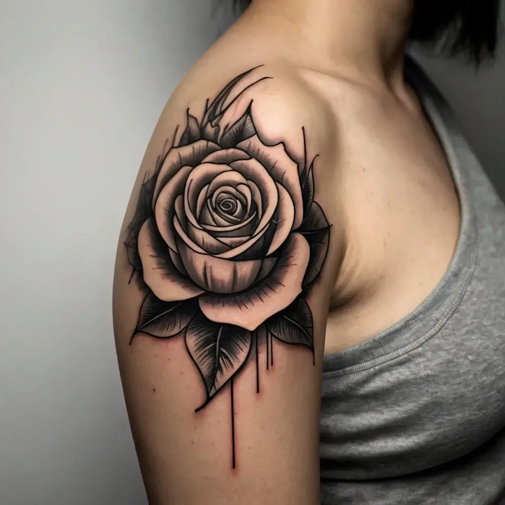 rose on fire tattoos (49)