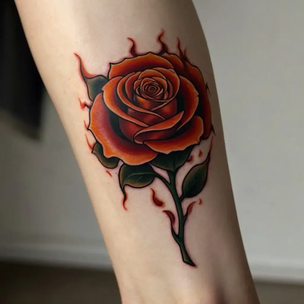 rose on fire tattoos (5)