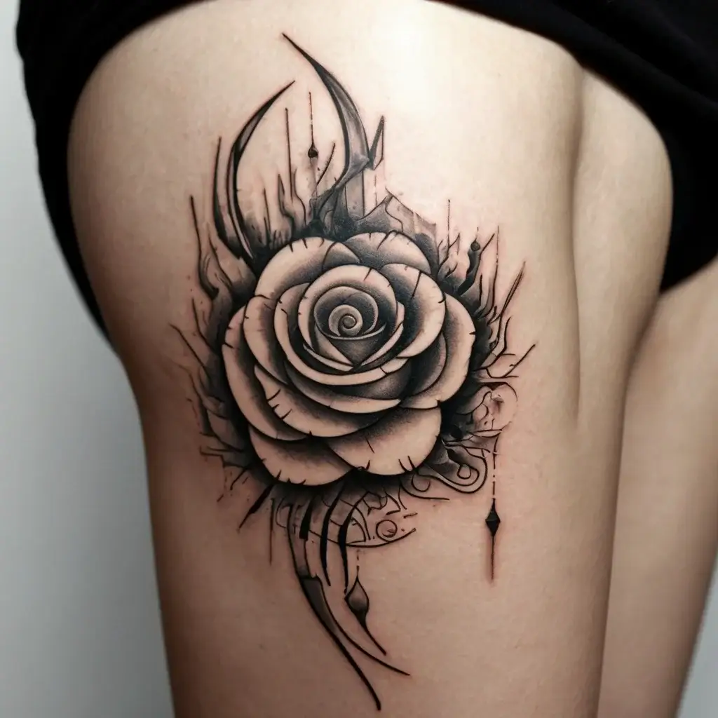 rose on fire tattoos (50)