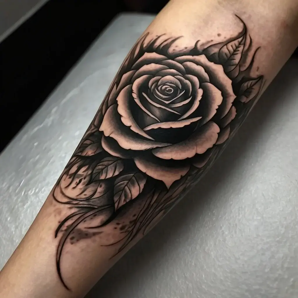 rose on fire tattoos (52)