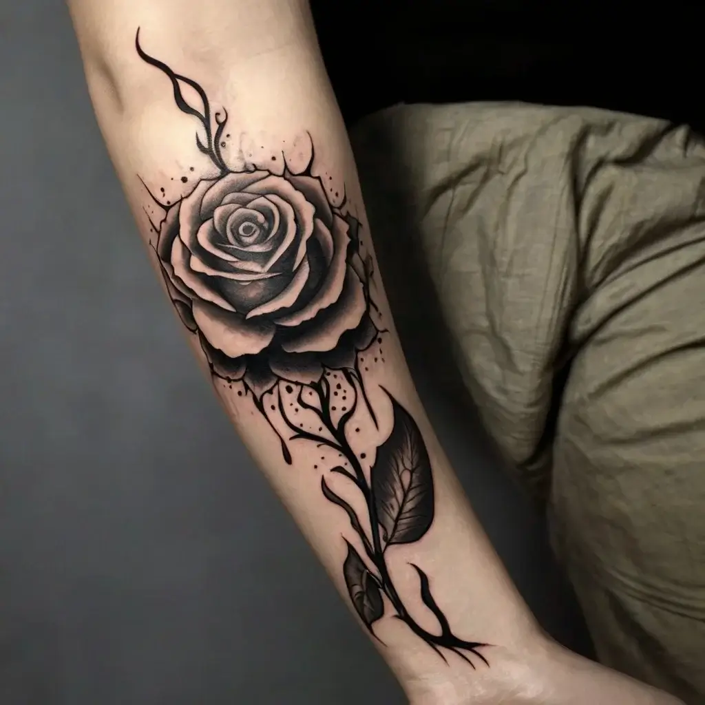 rose on fire tattoos (53)