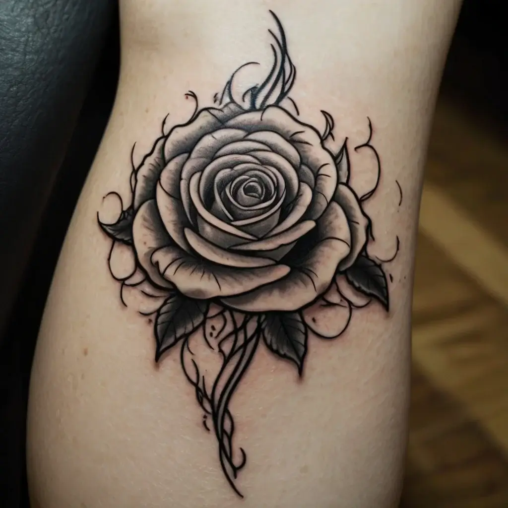 rose on fire tattoos (55)