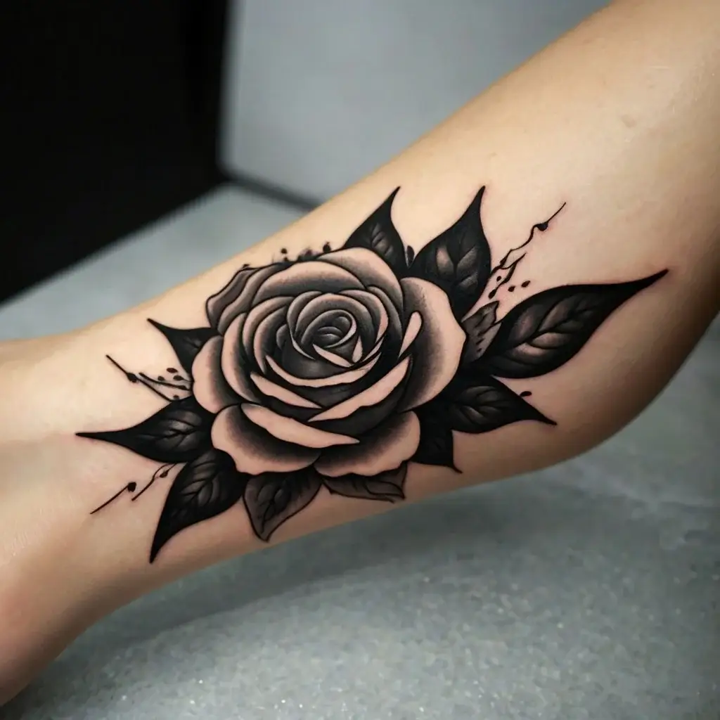 rose on fire tattoos (56)