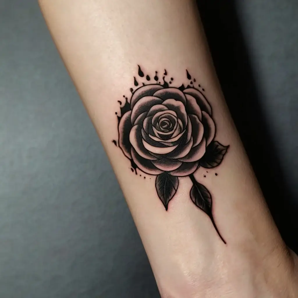 rose on fire tattoos (58)