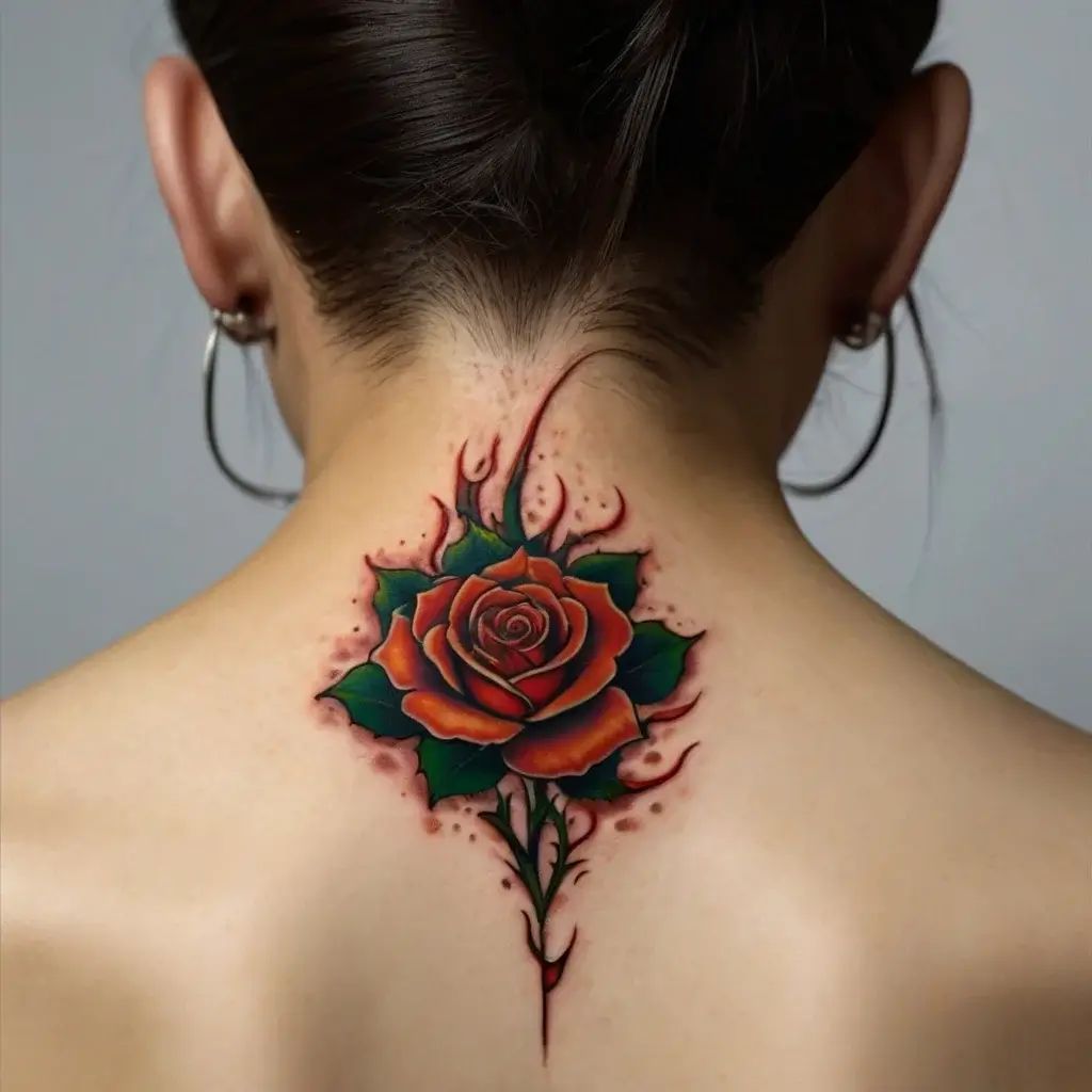 rose on fire tattoos (60)