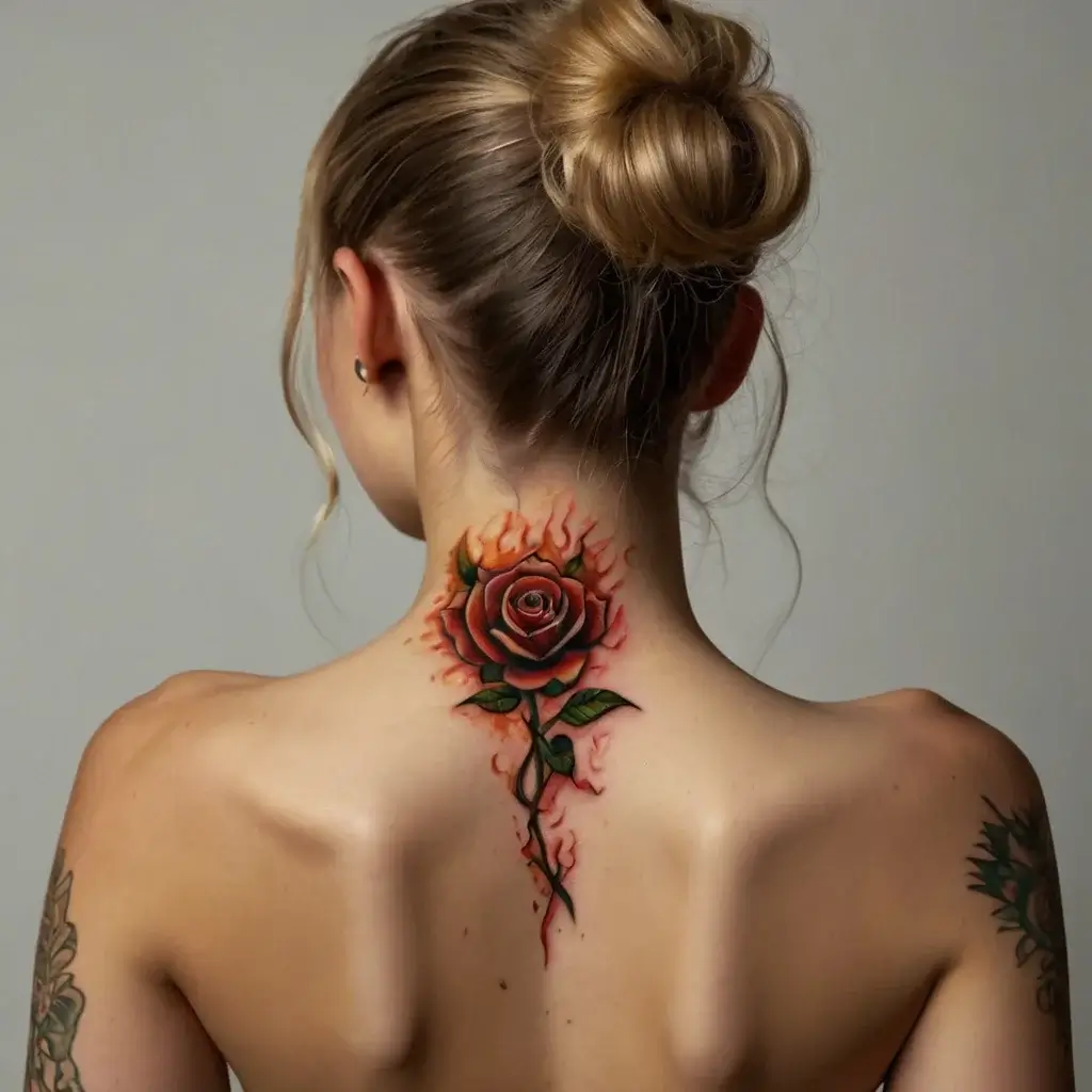 rose on fire tattoos (62)