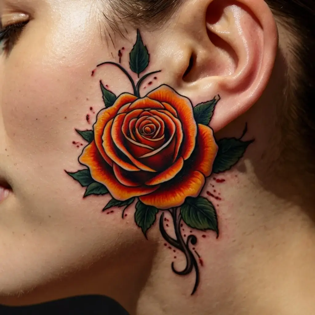 rose on fire tattoos (63)