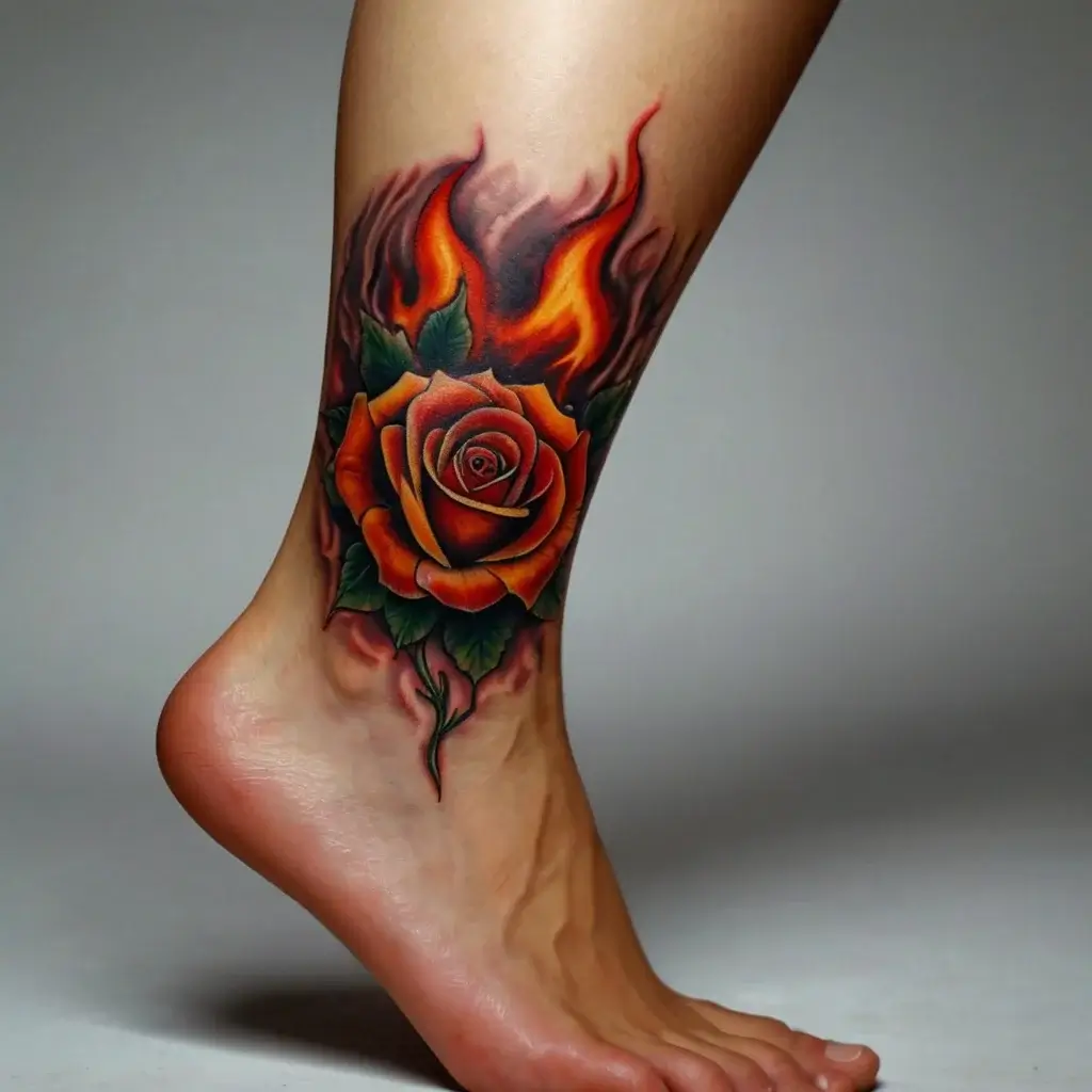 rose on fire tattoos (65)