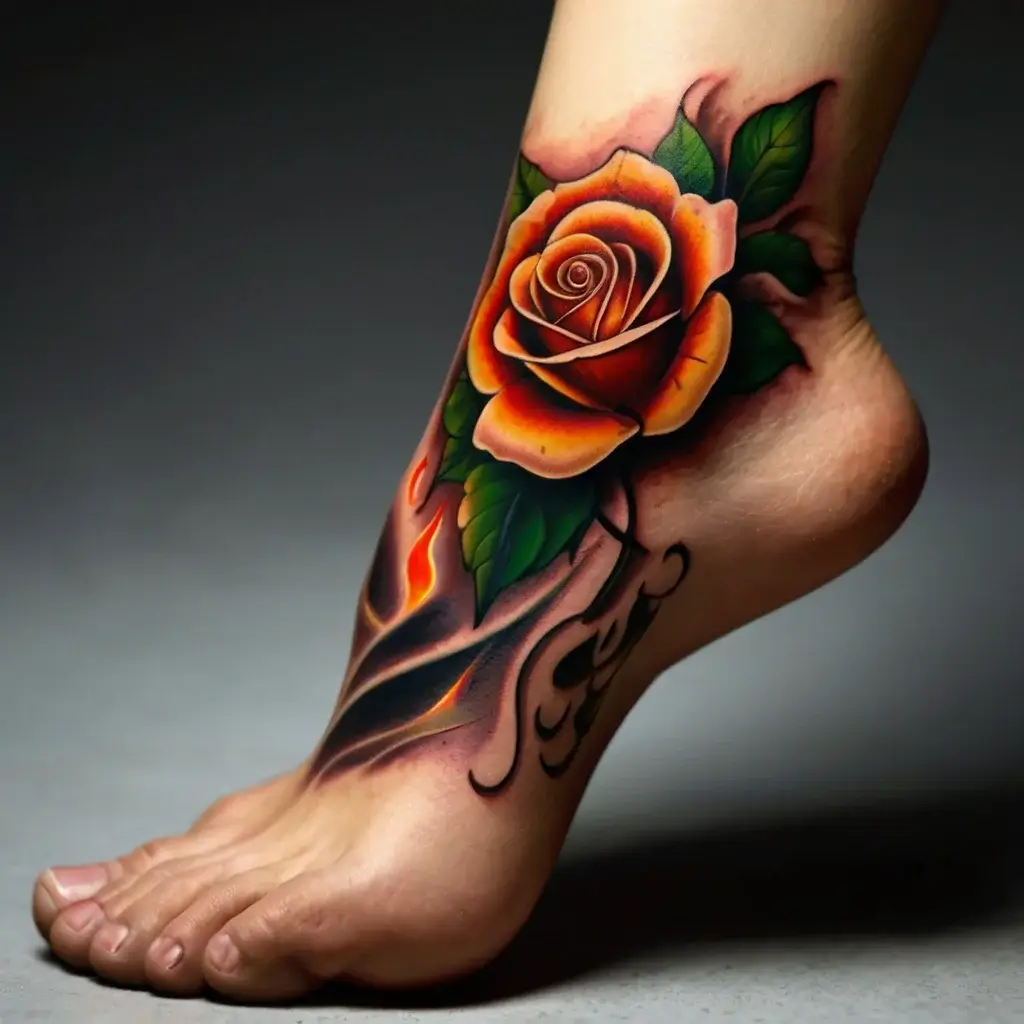 rose on fire tattoos (66)