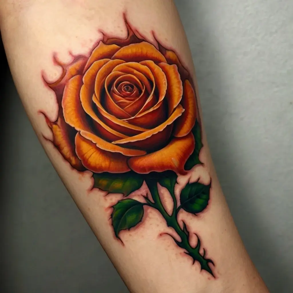 rose on fire tattoos (67)