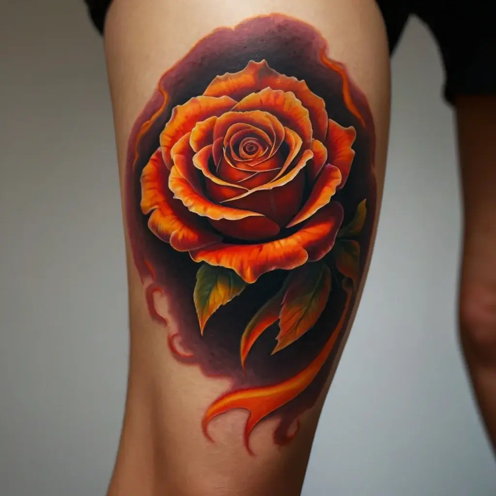 rose on fire tattoos (69)