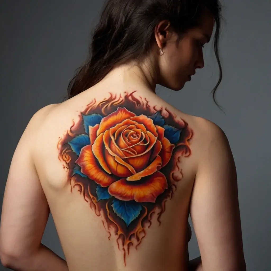 rose on fire tattoos (71)